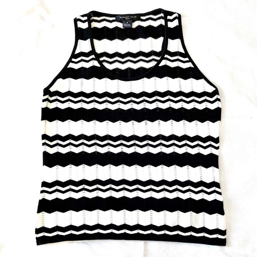 💫 Chevron Stripe Sweater Tank Vest August Silk 90s Y2K Grunge Black White